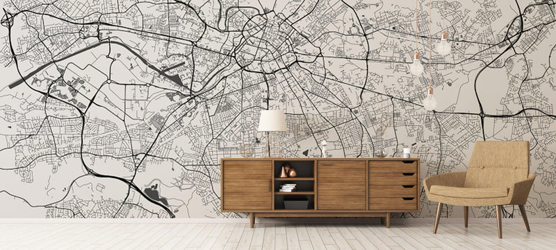 Manchester City Map Mural Wallpaper