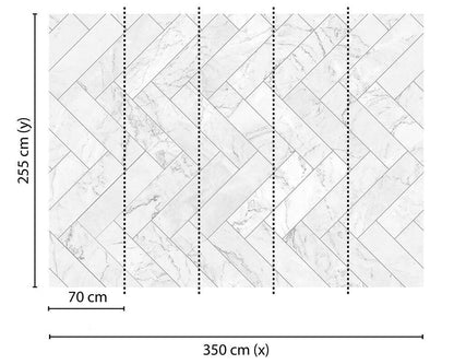 Marble Herringbone Tile Mural NZ-Mural