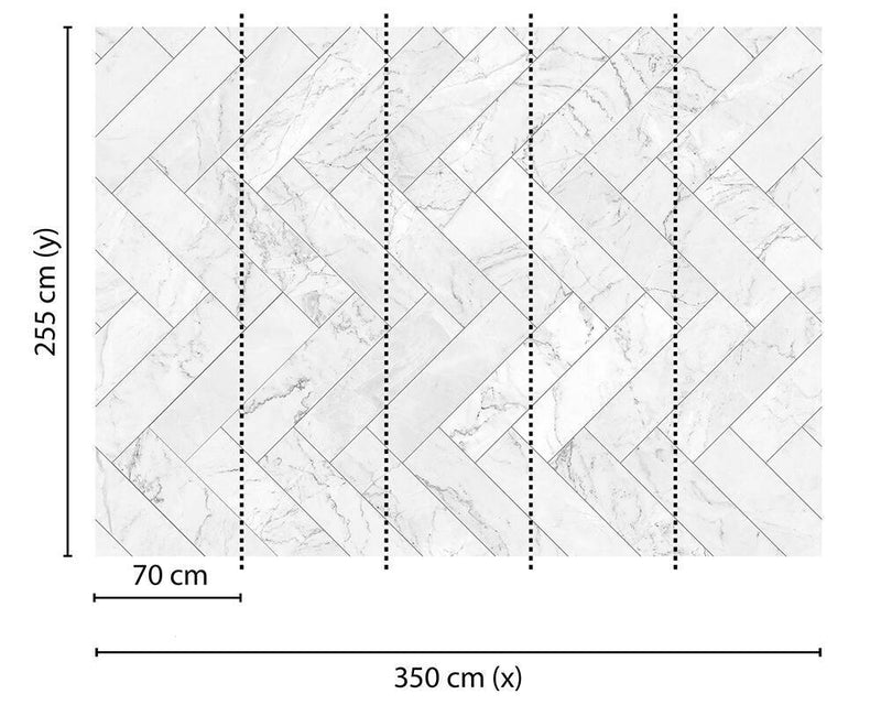 Marble Herringbone Tile Mural NZ-Mural