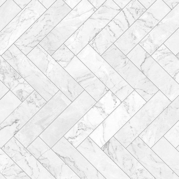 Marble Herringbone Tile - Custom Sized Wallpaper Mural (per m2)