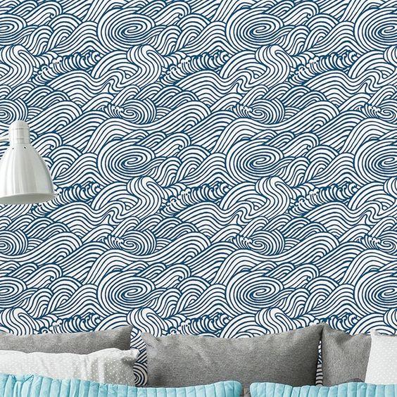 Mare Wave Wallpaper - 2 Colours NZ-Wallpaper