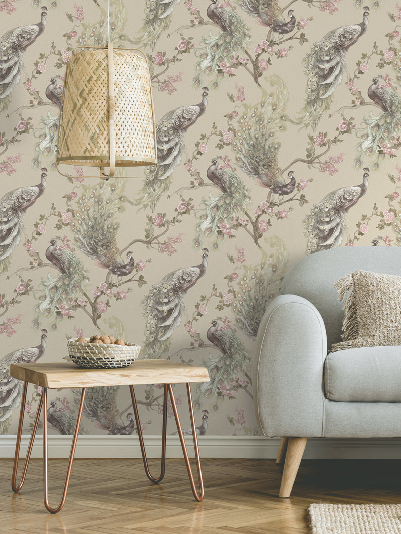 Menali Peacock Wallpaper - 2 Colours