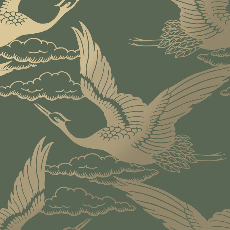 Metallic Cranes Wallpaper - 3 Colours