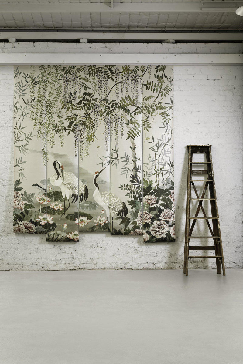 Mizu Crane Curtain Fabric - Extra Wide NZ-Curtain Fabric