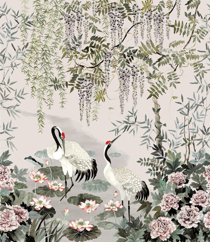 Mizu Wallpaper - Cranes Watercolour
