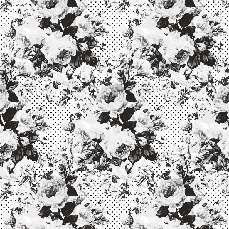 Monochrome Floral Fabric - New Zealand