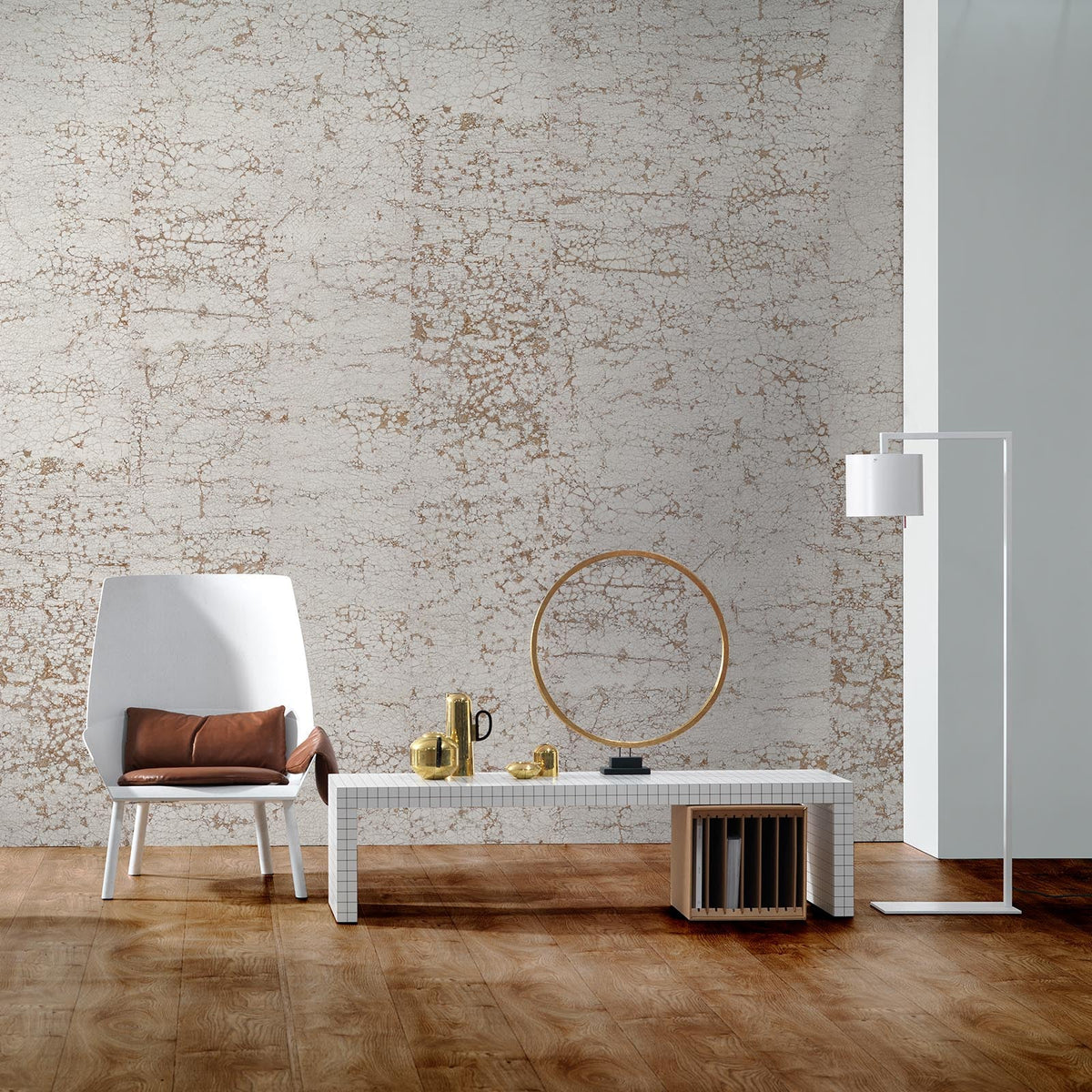 Nacho Carbonell - Cracked Plaster Wallpaper - White