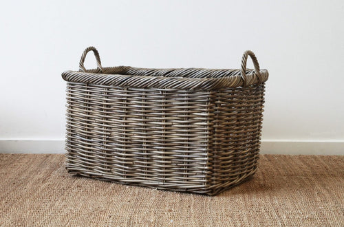 Large Cane Basket - Grey