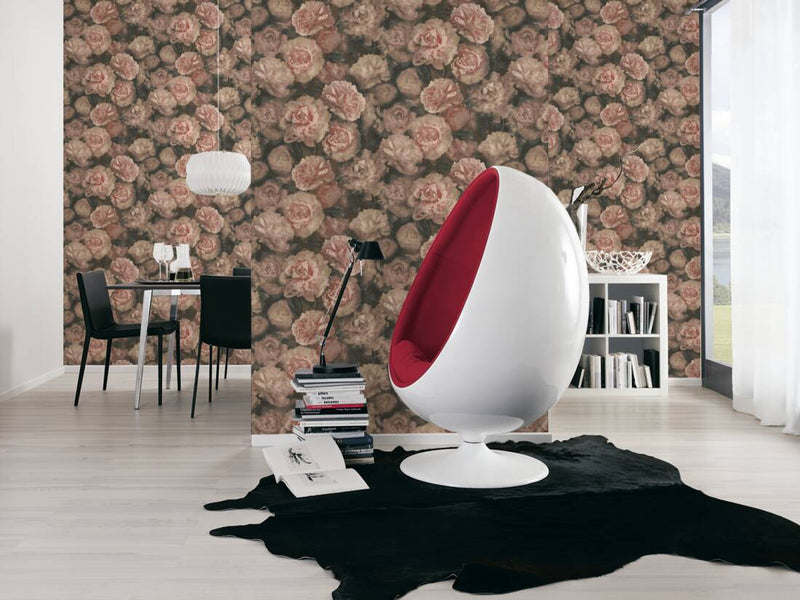 Neue Bude Floral Wallpaper - Dark Blush