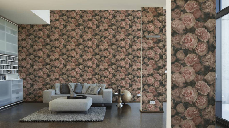 Neue Bude Floral Wallpaper - Dark Blush