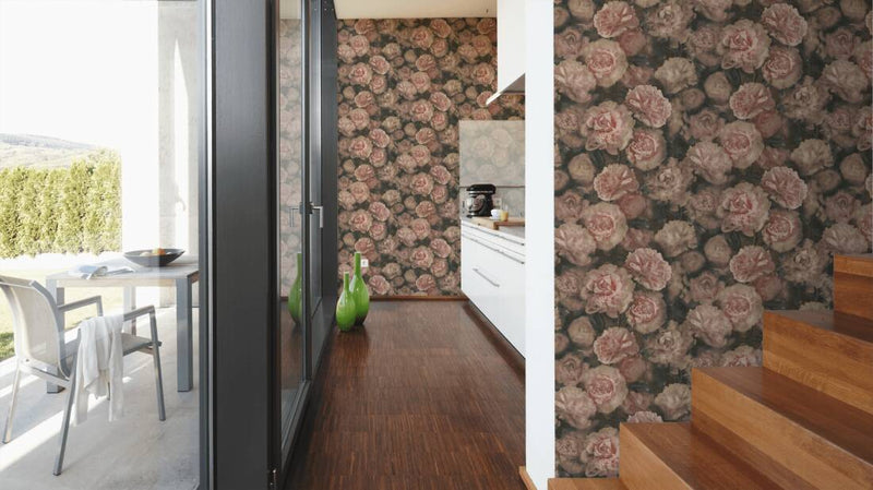 Neue Bude Floral Wallpaper - Dark Blush
