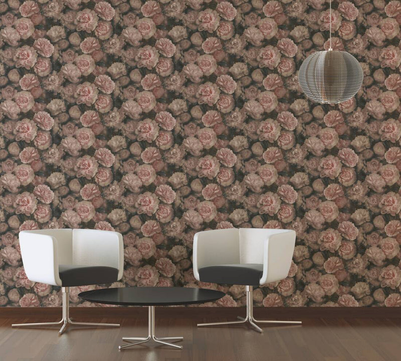 Neue Bude Floral Wallpaper - Dark Blush