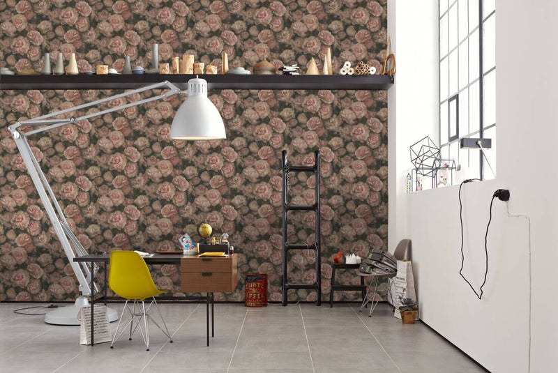 Neue Bude Floral Wallpaper - Dark Blush