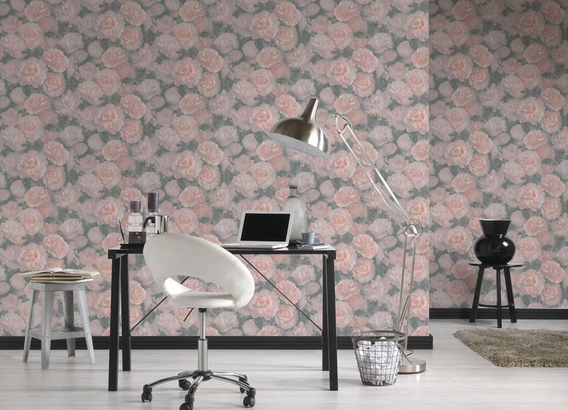 Neue Bude Floral Wallpaper - Light Pink