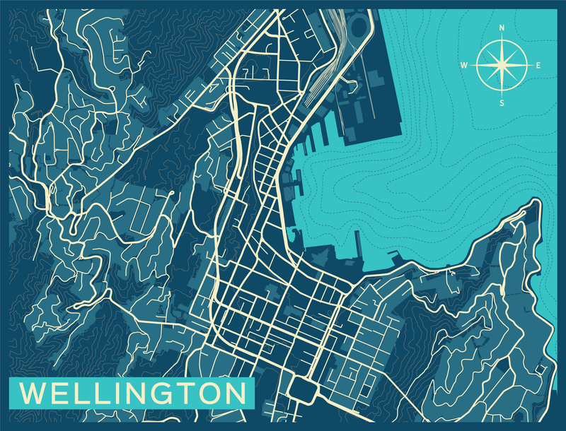 New Zealand City Map Wallpaper - Many Cities NZ-Mural