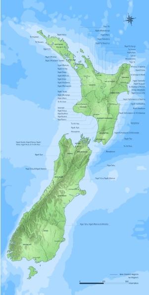 New Zealand Map Wallpaper - Green
