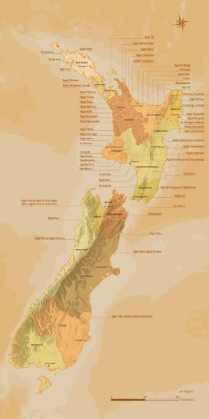 New Zealand Map Wallpaper - Sepia