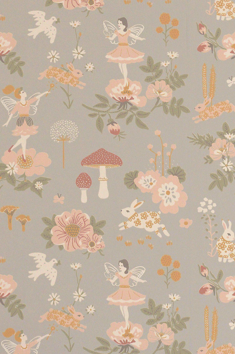 Old Garden Wallpaper - Dusty Blue