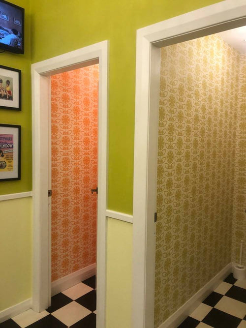 Orange and Olive Wallpaper at the Little Wanganui Hotel