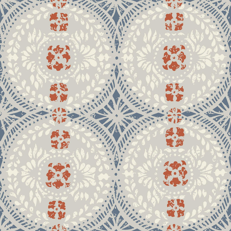 Oskar Heritage Wallpaper - Blue/ Grey