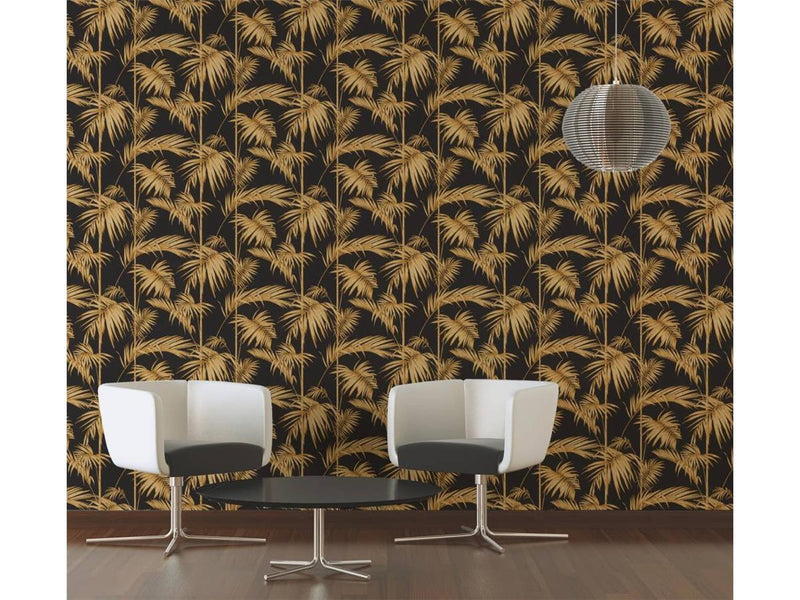 Palm Wallpaper - Black/Gold