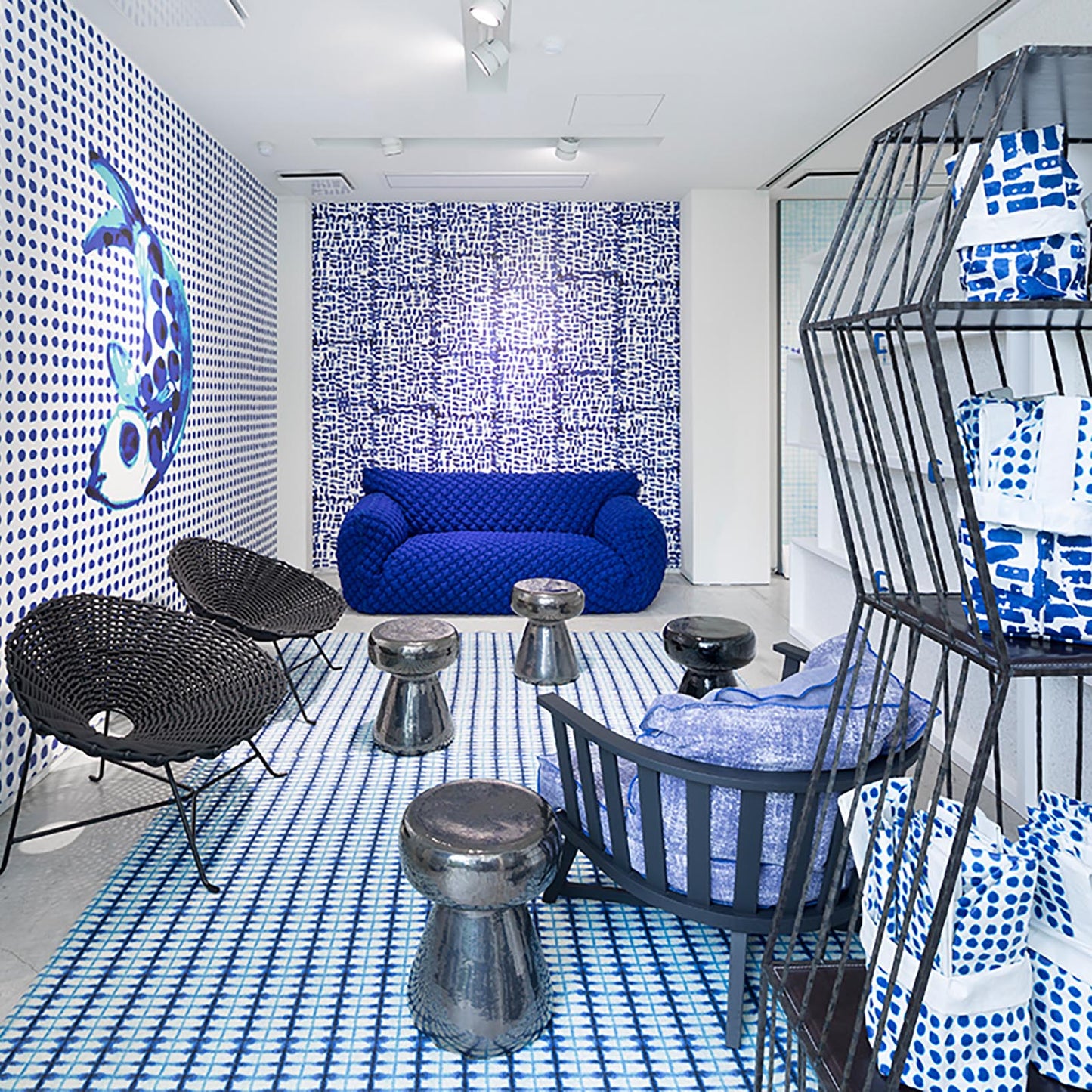 Paola Navone Blue Dots Wallpaper NZ-Wallpaper