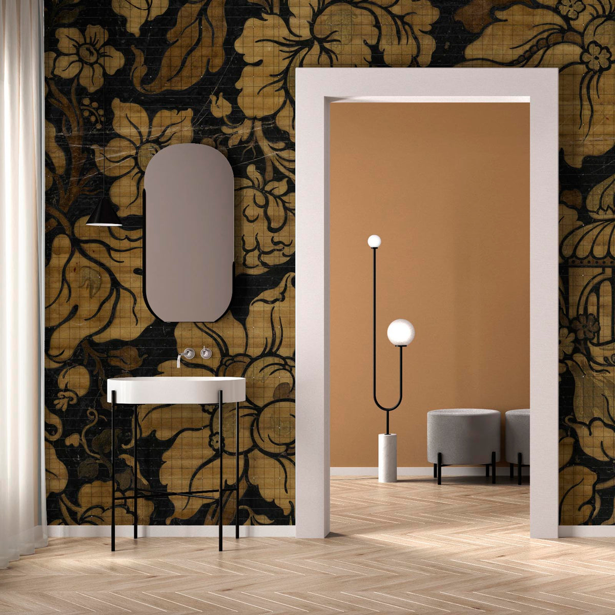 Paradis Noir Wallpaper Mural (per M2)