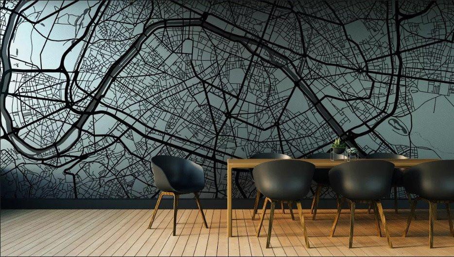 Paris City Art Map Mural - 11 Colours NZ-Mural