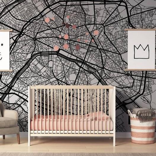 Paris City Art Map Mural - SALE