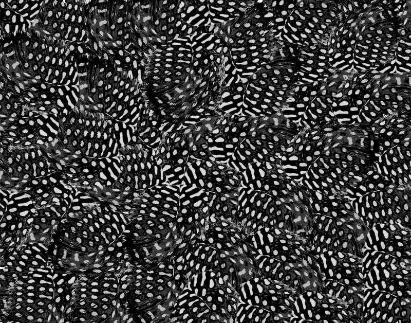Pea Hen Feather Wallpaper - Greyscale