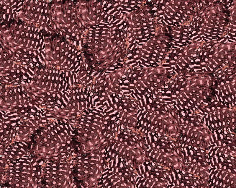 Pea Hen Feather Wallpaper - Red Brown