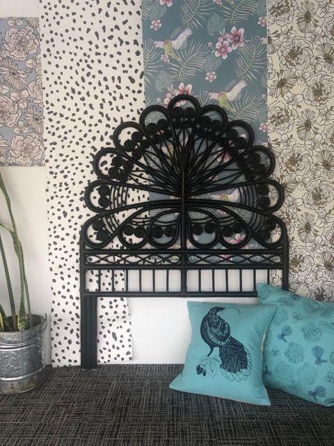 Peacock Cane King Single Bedhead