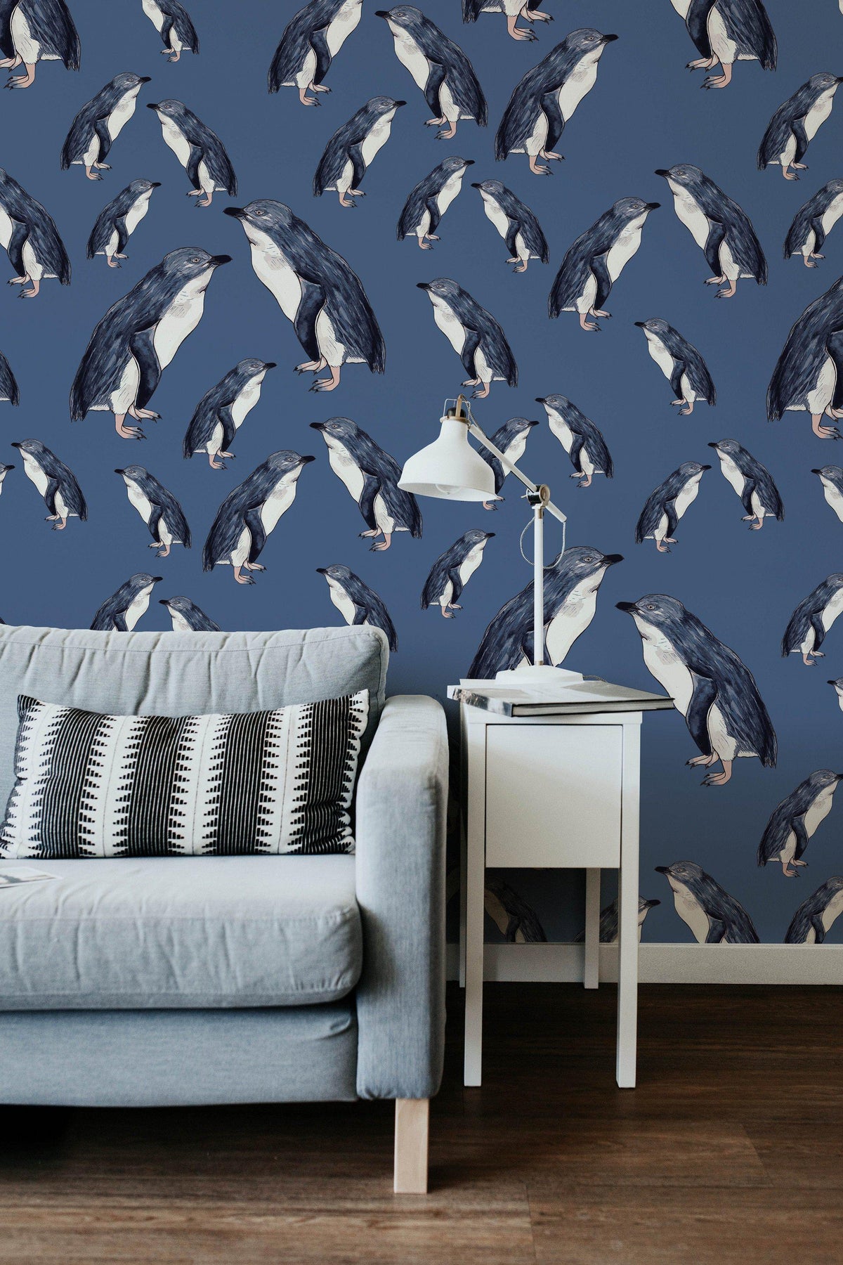 Penguin NZ Wallpaper - Custom Print Wallpaper - Blue