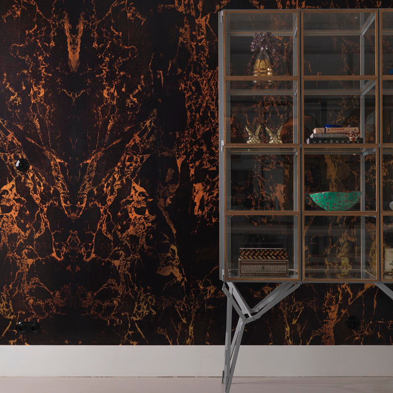 Piet Hein Eek 'Black Marble Metallic with mirrored option' wallpaper NZ-Wallpaper