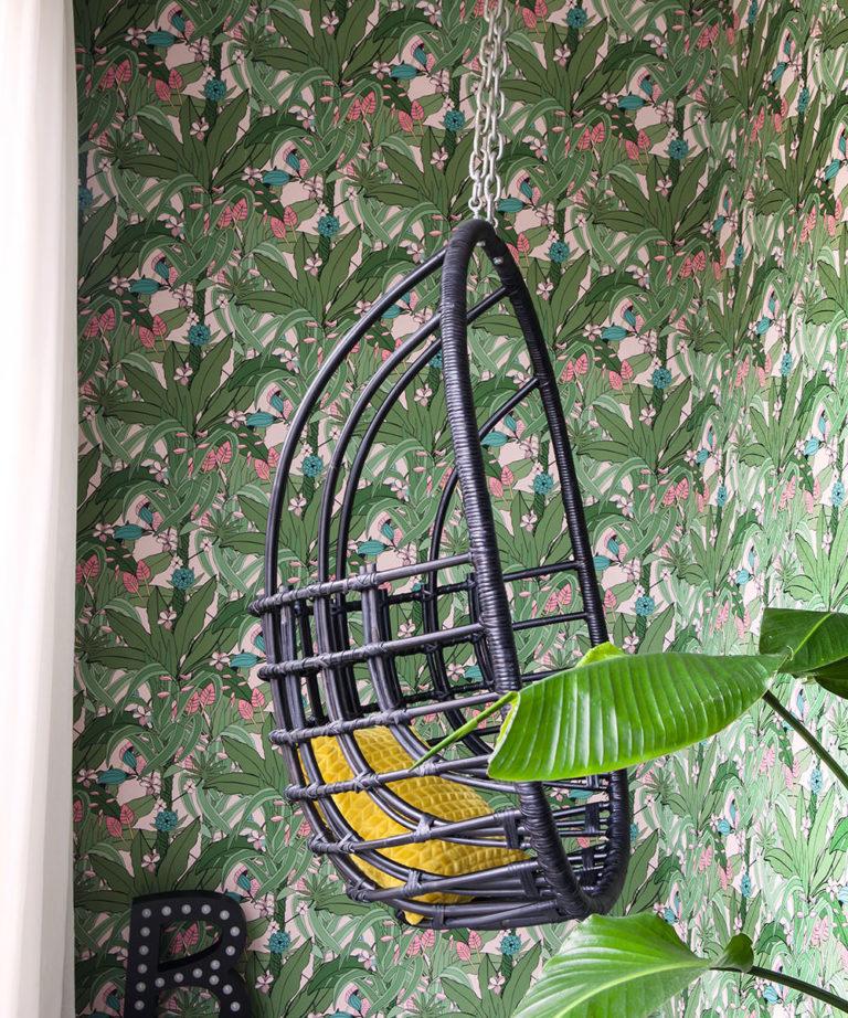 Pink/Green Tropical Wallpaper