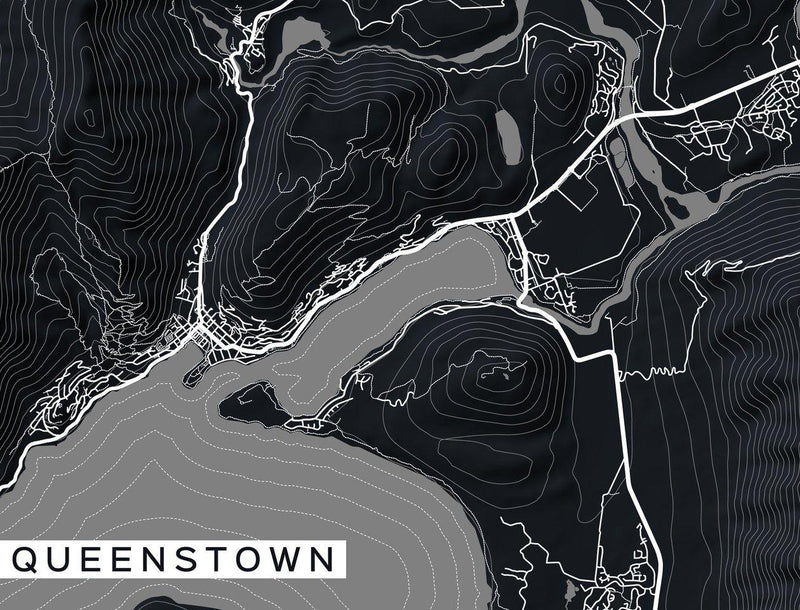 Queenstown City Map Wallpaper - Ebony