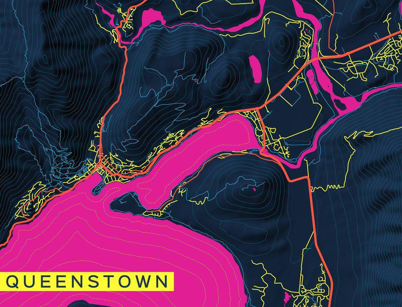 Queenstown Map Wallpaper - Candy