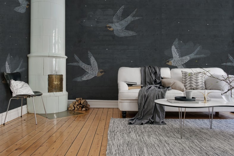 Concrete Swallows Mural - 2 Colours