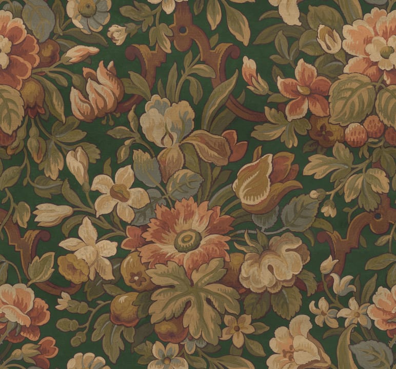 Vintage Garden Green Wallpaper