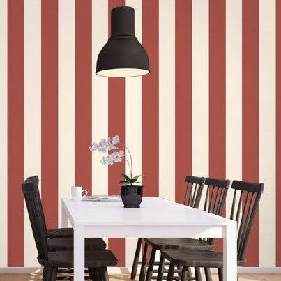 Red and White Striped Wallpaper