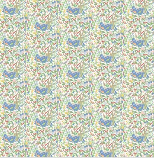 Retro Forest White Wallpaper - Close Up