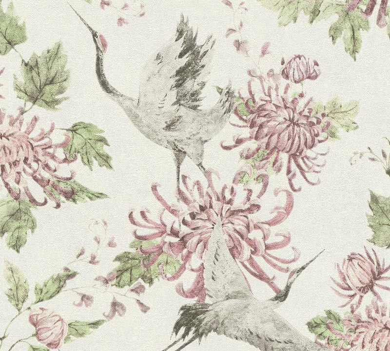Rising Stork Wallpaper - 3 Colours
