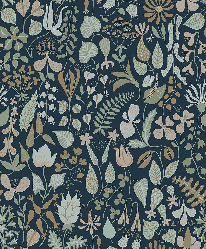 Herbarium Wallpaper - Blue