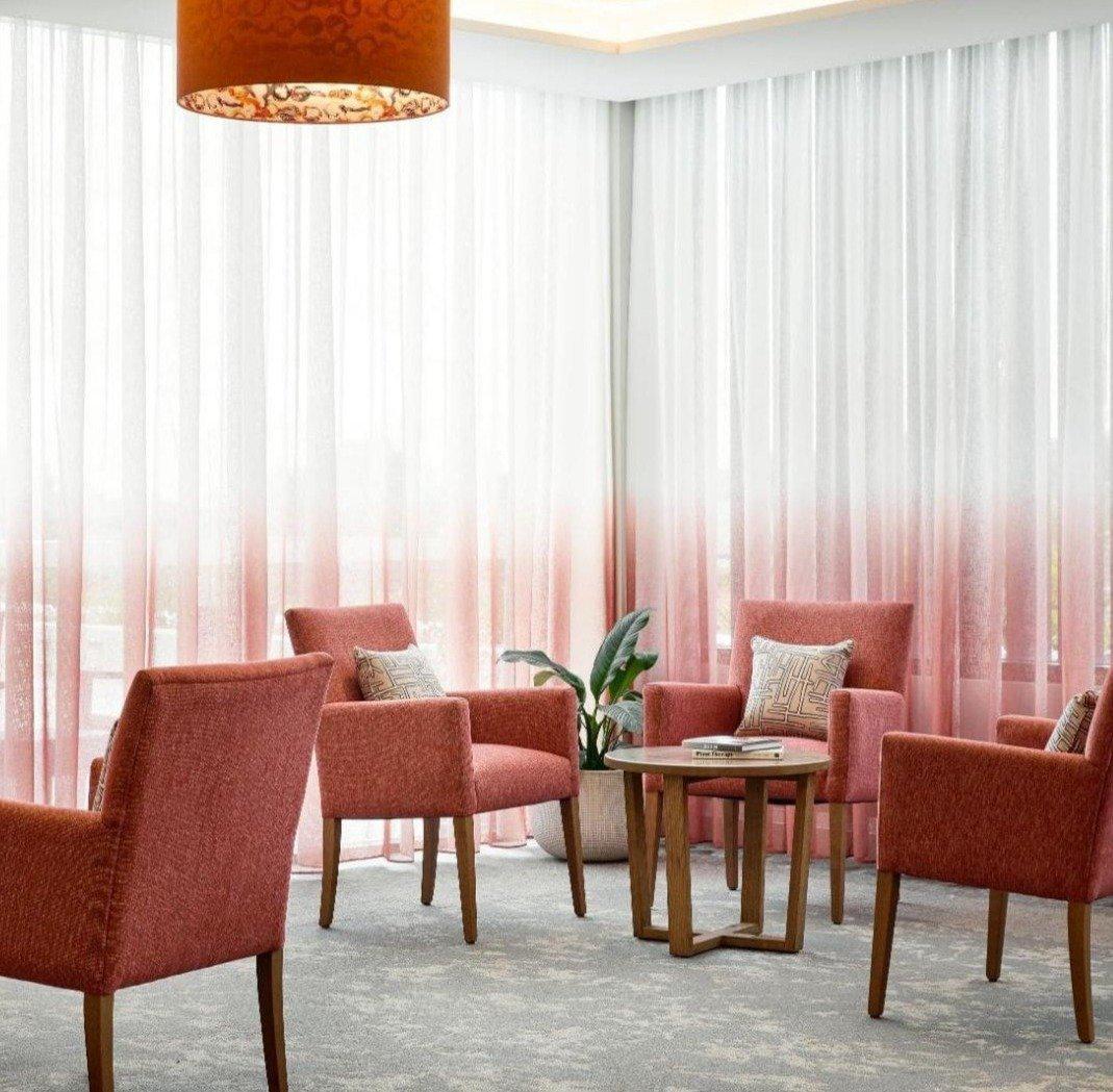 Serendip Ombre Rust Sheer drapery @carolinehjorthdesign⠀