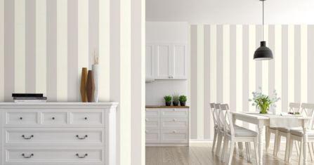 Silver & White Striped Wallpaper