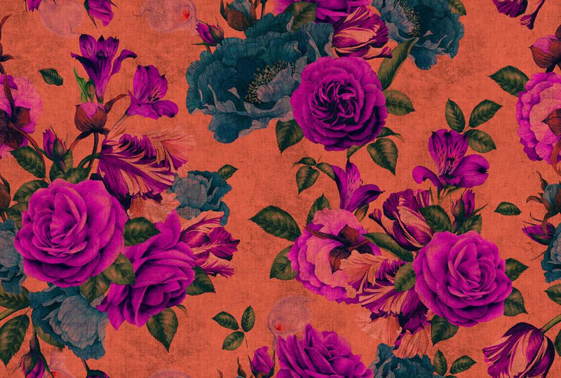 Spanish Rose Wallpaper - Pink/Orange