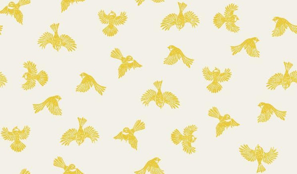 Sample - Fantail Flight Wallpaper - Yellow/White