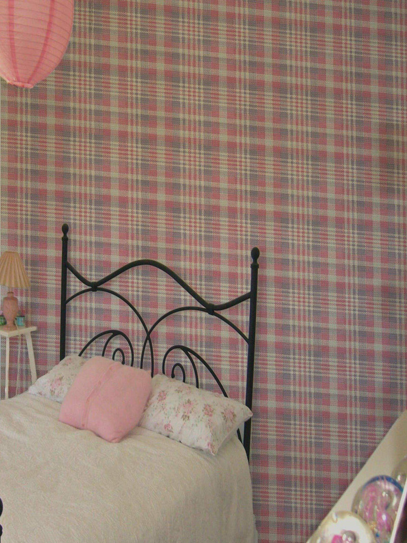 Tartan Wallpaper in a Bedroom