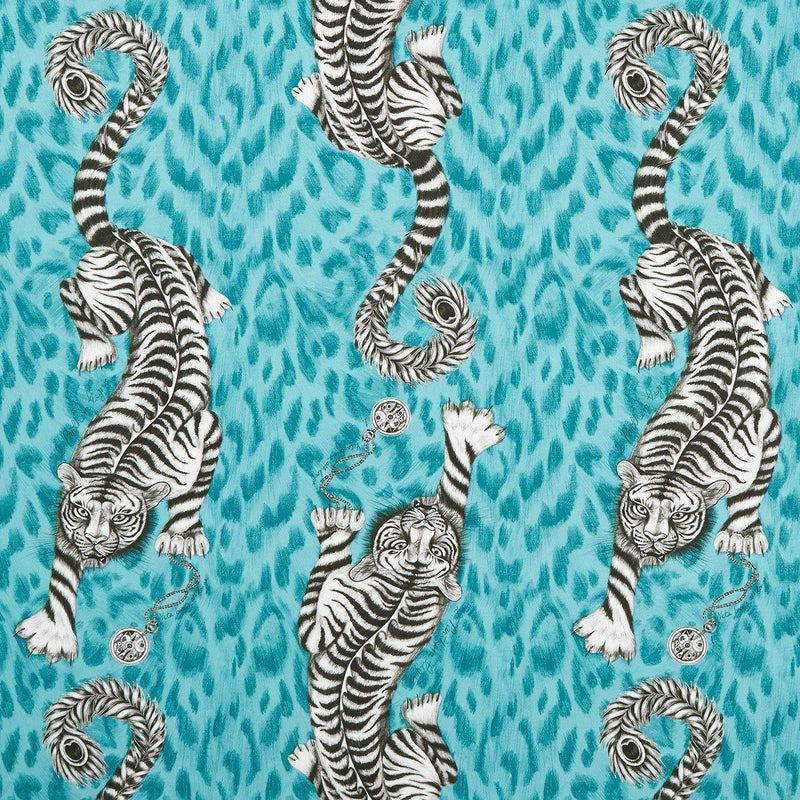 Teal Tiger Fabric - New Zealand