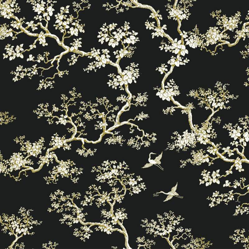 The Cranes Florence Broadhurst Wallpaper - Black Night